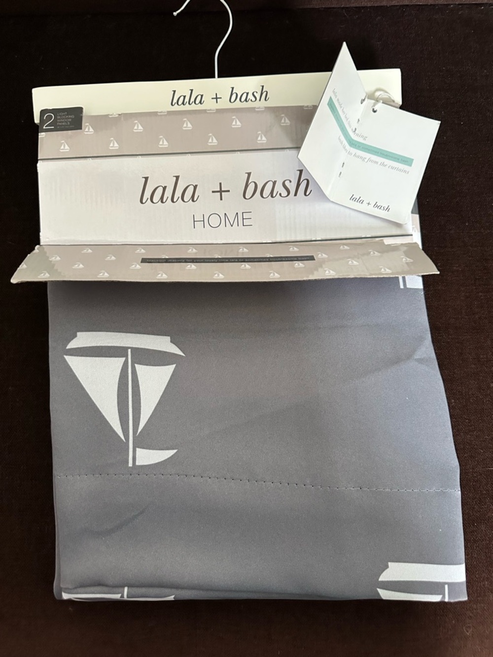 lala + bash Grey Sailboat Shower Curtain Panel